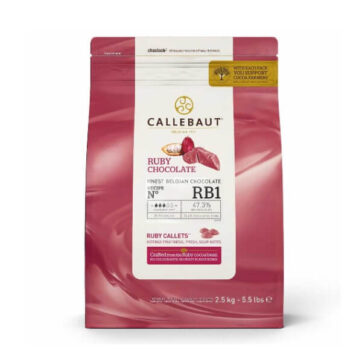 Confezione cioccolato Ruby 47,3% Callebaut da 2,500kg in sacchetto apri e chiudi